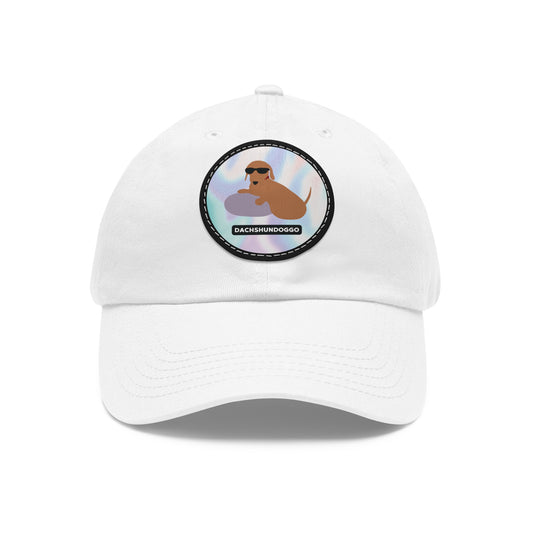 Dachshund Wiener Sausage Dog Owner Clothing Gifts Dad Hat with Leather Patch (Round) with DACHSHUNDOGGO LOGO